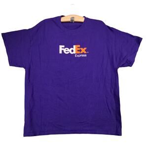FedEx Express Mens T Shirt Purple Size XL Double Sided Logo Graphic